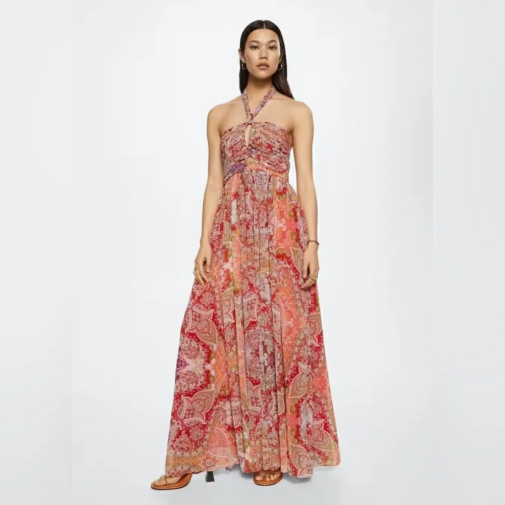 Mango Limited Edition Parsley Chiffon Dress New - Picture 10 of 11